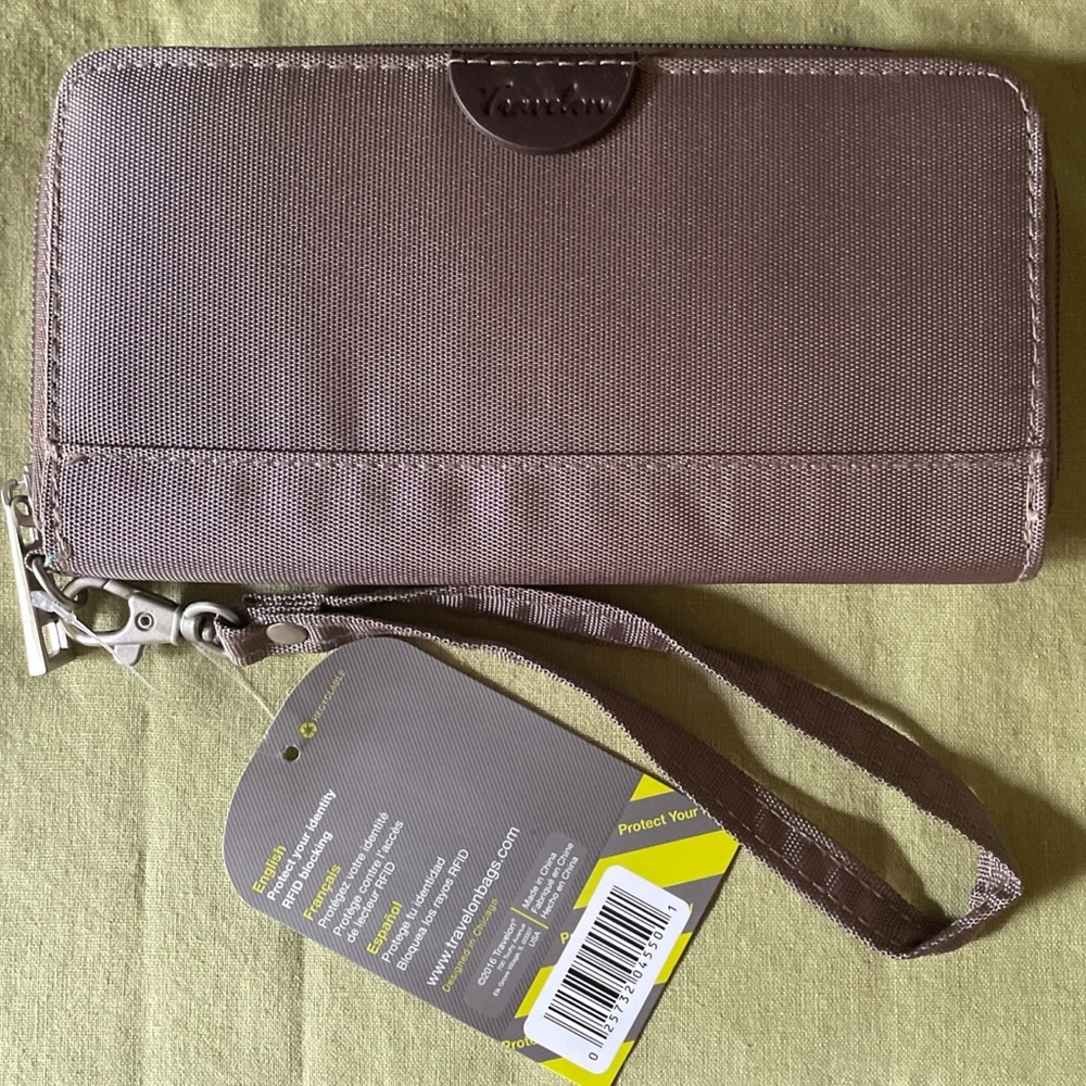 RFID Blocking Single Zip Wallet  Wristlet - Smoke NWT